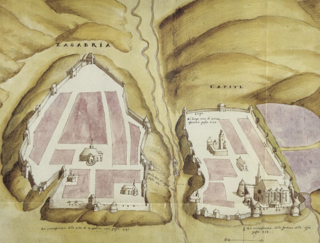 Veduta. Najstariji sačuvani nacrt Zagreba, oko 1566. godine, Nicolo Angielini